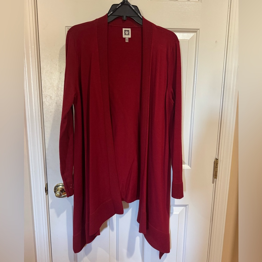 Anne Klein Burgundy Open Front Sweater Size M